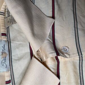Peter Millar Beige Striped Men’s Polo Shirt Size Extra Large Short Sleeve
